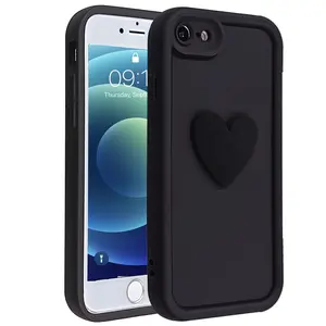 Cute 3D Love Heart Protective Phone Case For iPhone 16E SE4 Shockproof Candy Back Matte Soft Cover Protection Accessories Casing Protector