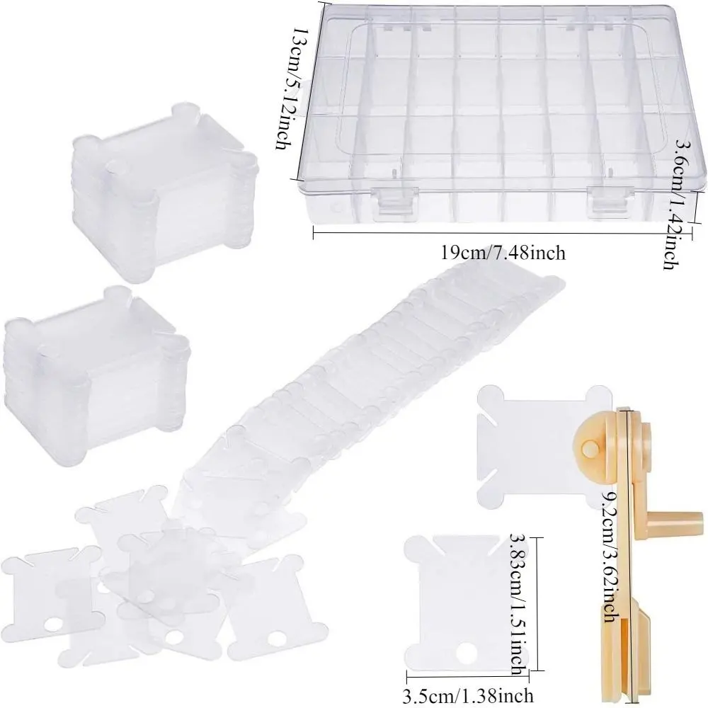 102Pcs Embroidery Floss Organizer Tools Box with Detachable Grids - Sewing Accessories and Supplies, Crafting Sewing Tools, Thread Winding Bobbin Winder, Floss Bobbins for Cross Stitch, DIY Craft, Bead Jewelry Making Storage