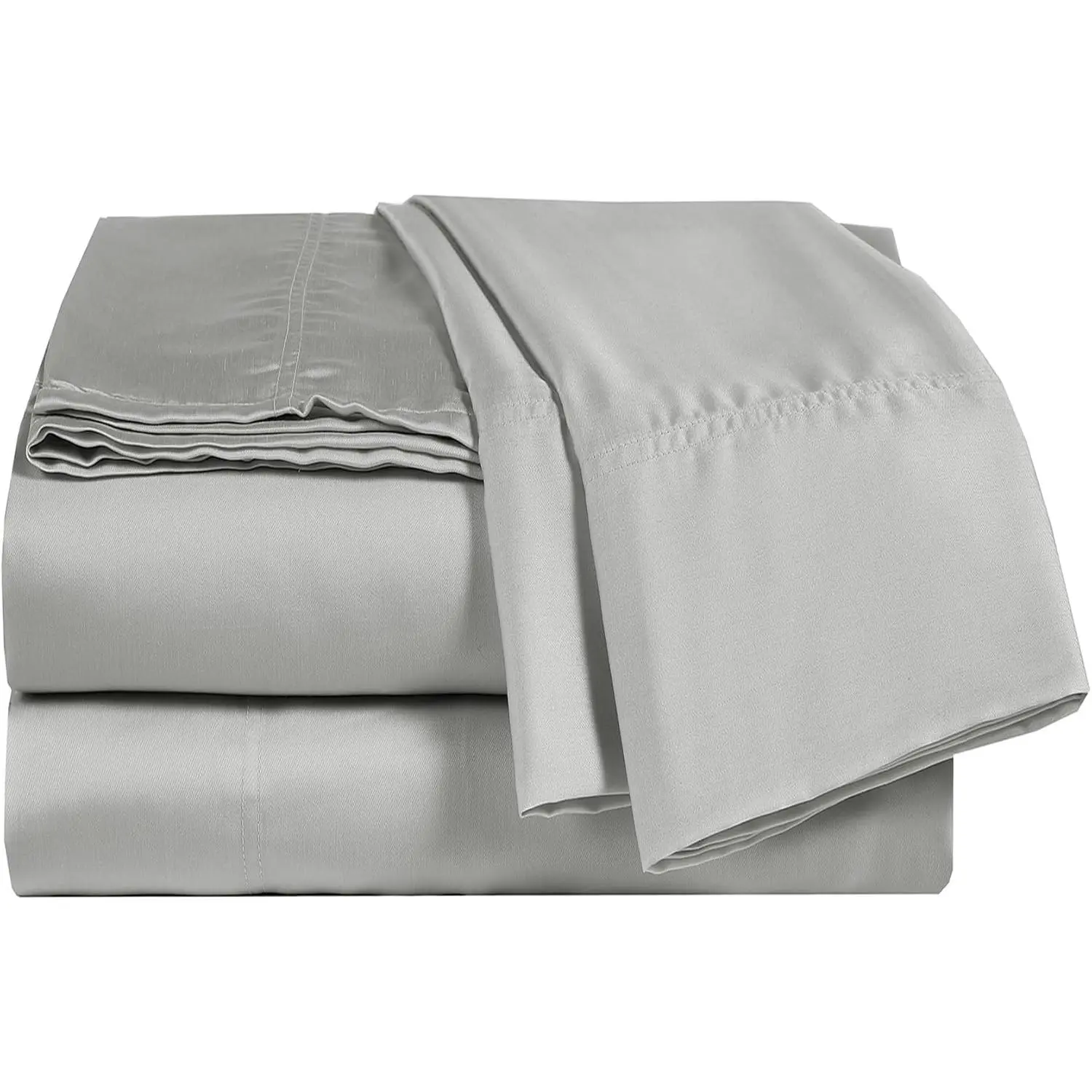 Viscose Sheet Set -  Size, Rayon Made from ,4  Set with Deep Pockets up to 18 Inches - Luxuriously Soft, Cooling, and Silky Sateen Weave - Gray (Gray, )