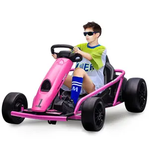 Heavy Duty Electric Go Kart for Kids 8–14, 24v Ride-on Racing Toy with Dual 300w Motors, Impact-Resistant PE Body & Iron Frame, 8.1 MPH Drifting Fun, Max Load 155 Lbs,Music, Horn, Seat Belt,Rose