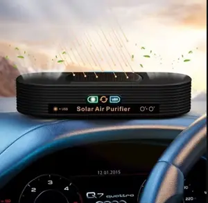 Solar/USB Car Air Purifier | Auto-Switch Dual Power | Odor Eliminator | Compact Design for Cars