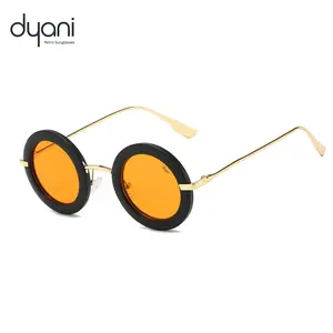 Dyani Solaris Retro Sunglasses Iconic Round Frame with Sculpted Contrast Rims & Lightweight Metal Arms UV400 Protection Multiple Lens Colors Available