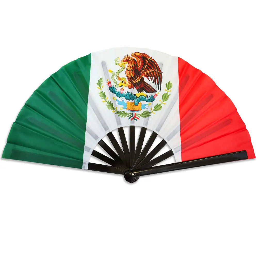 Flags Importer Oversized Folding Synthetic Plastic-Polyester Hand Fan - Cooling Clack Action Fan with Soccer Artwork, Soccer Games Accessory, Home Decor Supply, Folding Hand Fan, 25" Wide