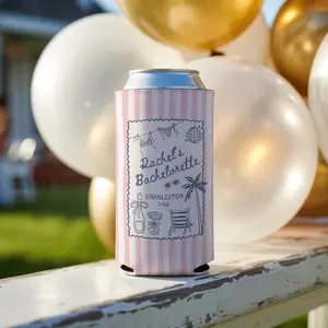 Personalized Beach Bachelorette Can Cooler: Coastal Bachelorette Party Favor