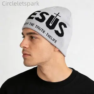 Unisex Y2K Letter Jacquard Knit Beanie With Cross And Heart Design, Soft Stretchy Warm Winter Hat, Trendy Streetwear Cap for Outdoor Sports Travel Skateboarding and Daily Cold Wear