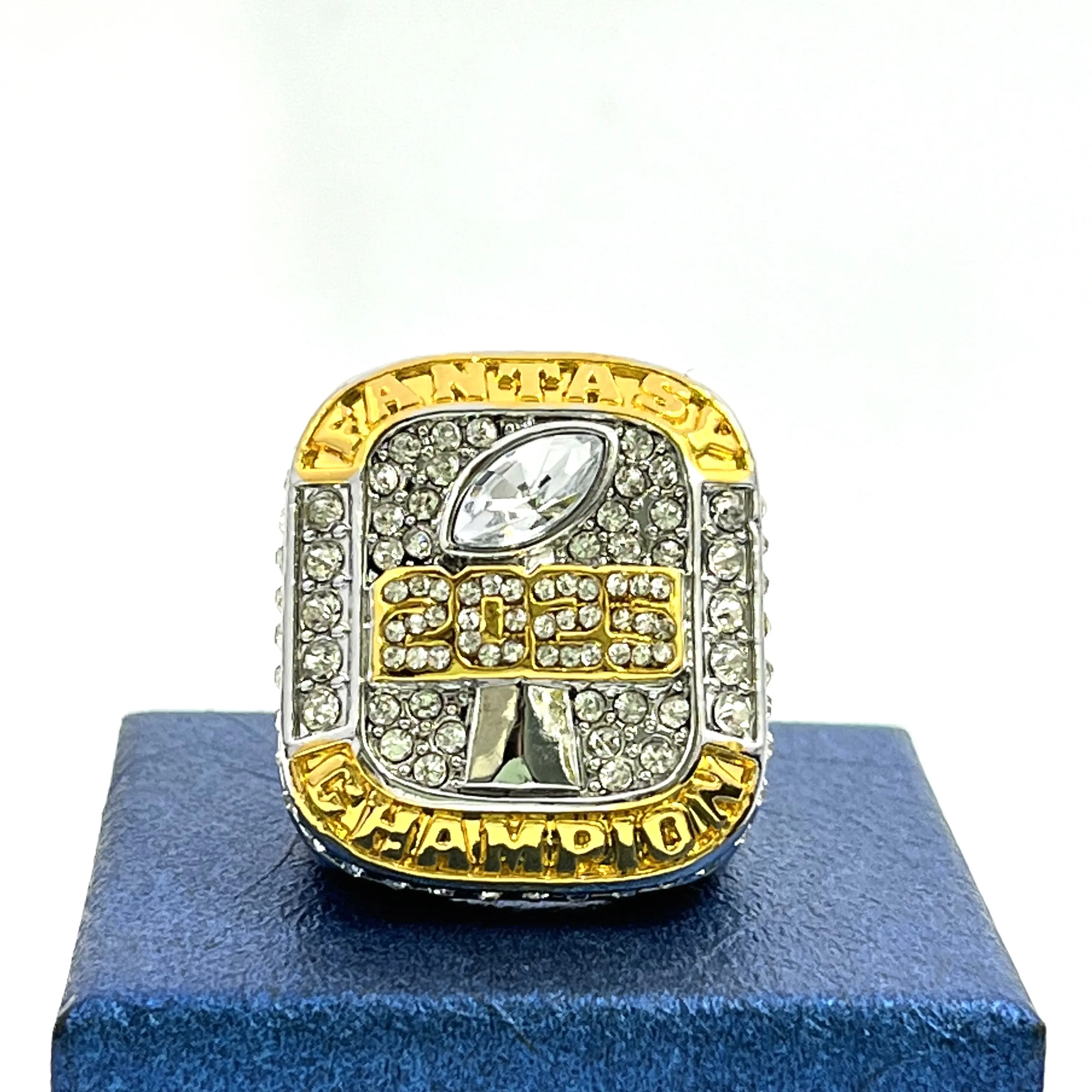2025 Fantasy Football Championship Ring Gold Silver Super Bowl Style Trophy Prize Size 9-13