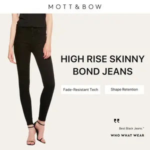 Mott & Bow High Rise Skinny Bond Jeans, Fade-resistant Technology, Shape Retention, Waist-Sculpting, Curve-Hugging, Suitable for Daily
