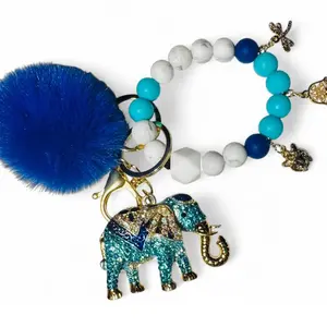 Elephant Amulet Womens Silicone Beaded Keychain