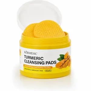 KORMESIC Turmeric Kojic Clarifying Pads – Exfoliating & Brightening pads with Vitamin B3, Vitamin C, & E for Dark Spots, Acne & Daily Skin Care for Face (50 Pads)