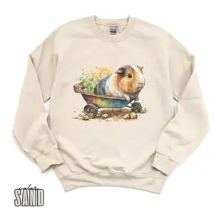 Retro Guinea pig Sweatshirt, Watercolor painting design - Nineties 90s Vintage Outfit - Boho Unisex Crewneck Sweatshirtguinea pig