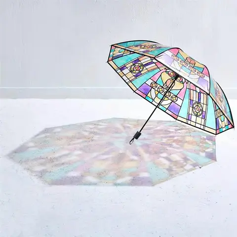 Fashionable Transparent Umbrella, Creative Automatic 3-fold Umbrella, Lightweight & Waterproof Umbrella for All-weather Protection, Windproof Rainproof Umbrella, Lightweight Foldable Umbrella, Folding Umbrella