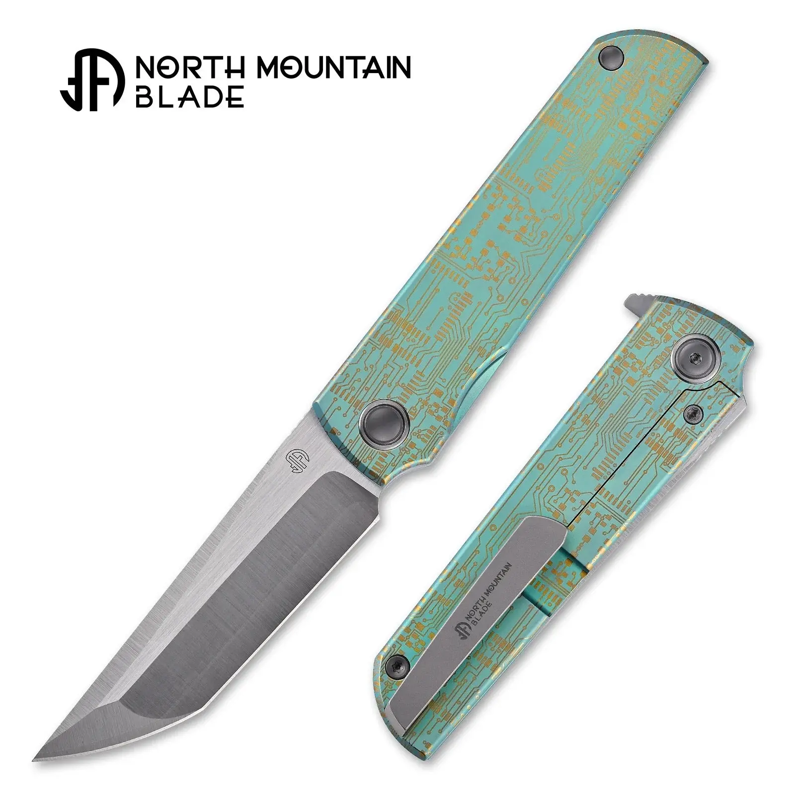North Mountain Blade x Lee Williams “Zen” ZDP-189 Tanto Folding Knife – Circuit Board Anodized Handle, Frame Lock & Ceramic Bearings - Premium EDC Pocket Knife with Clip