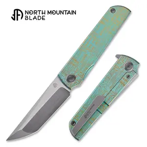 North Mountain Blade x Lee Williams “Zen” ZDP-189 Tanto Folding Knife – Circuit Board Anodized Handle, Frame Lock & Ceramic Bearings - Premium EDC Pocket Knife with Clip