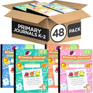 Primary Composition Notebook K-2 Primary Ruled Composition Book Primary Writing Journal Bulk Grades K-2 Story Composition Notebooks For  100 Sheets 200 Pages 7.5" x 9.75", 48 Pack,