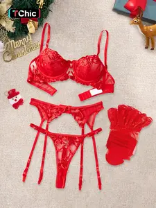 Women's Sexy Lingerie Garter Set, Five-Piece Christmas Comfortable with Socks, Hot & Alluring Design, Perfect Gift Idea