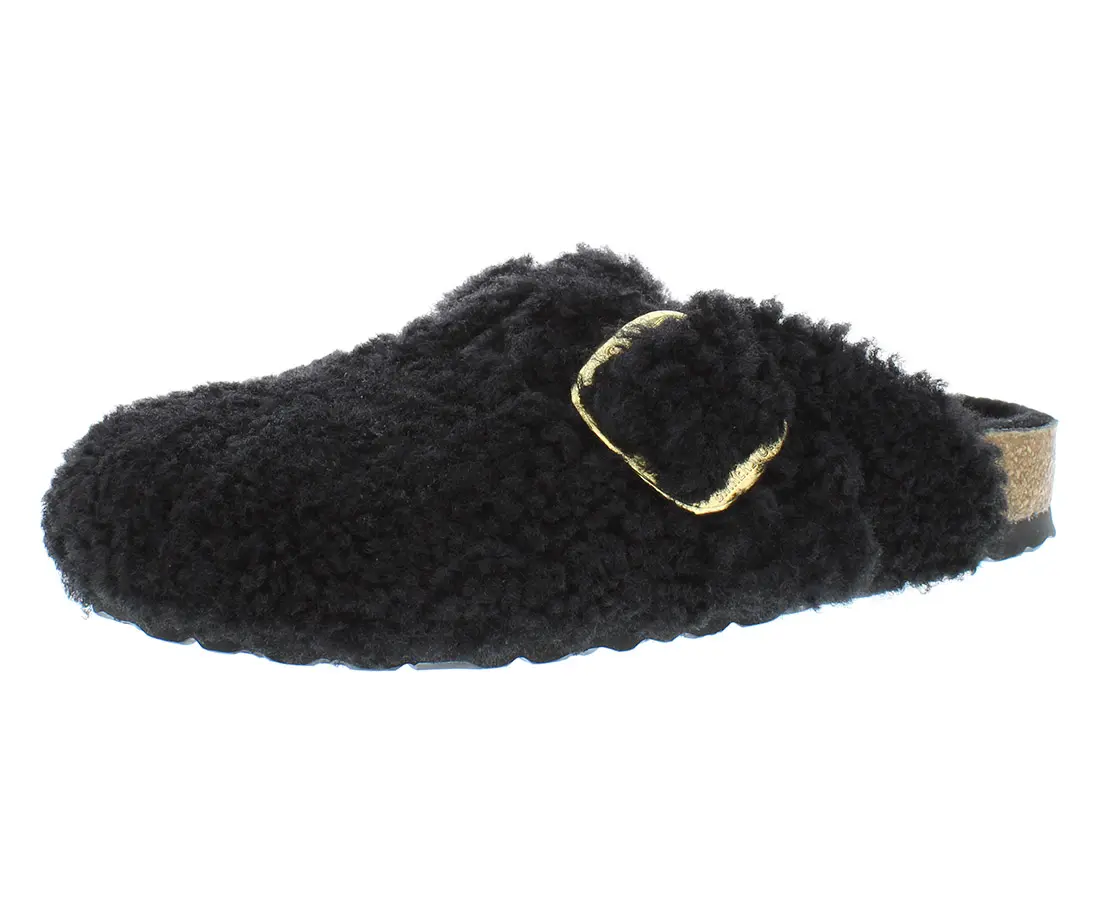 Birkenstock Boston Big Buckle Teddy Rivet Logo OS Shearling Fur Narrow Footwear, Unisex Women's Sandals & Flip Flops Shoes, Casual