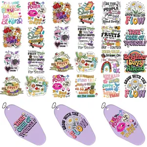 UV DTF Keychain Transfer, Positive Quotes UV DTF wrap with Bright Colors and Beautiful Design for Keychain, Laptop, Greeting Card Decoration