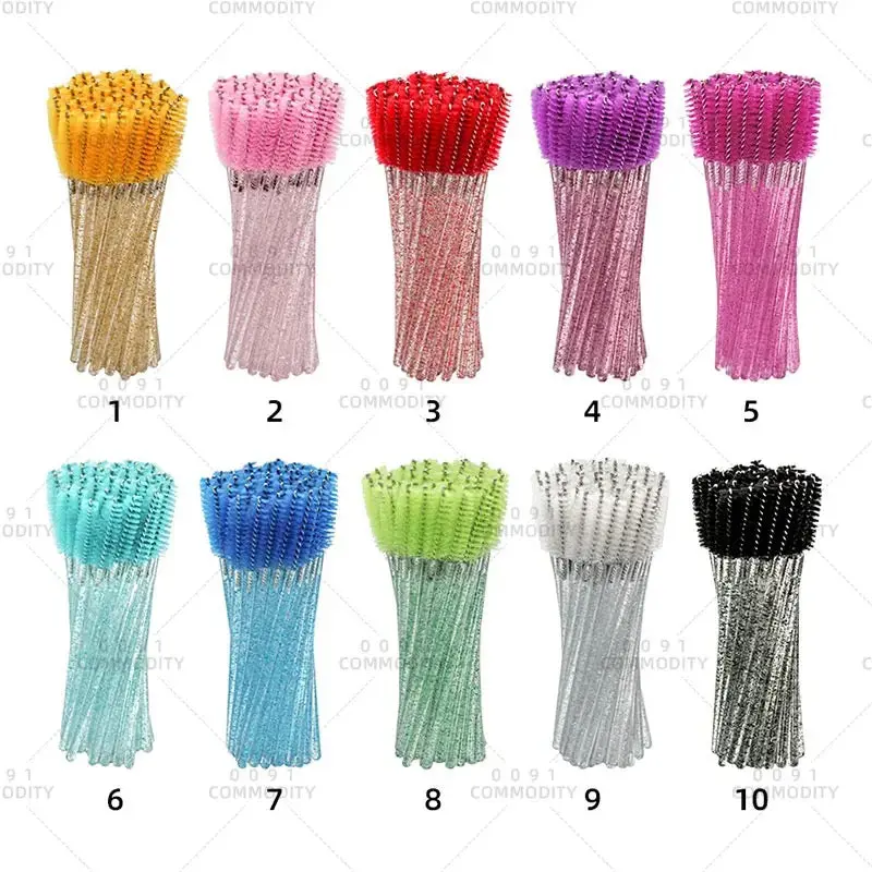 50-Count Eyelash Spooly, Cosmetic Eyelash Extension Makeup Tool for Beauty & Personal Care, Eyelash Extensions
