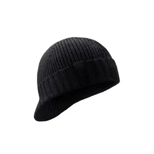 Winter Beanie with Brim for Men Women - Thick Warm Stylish Knit Beanie Hat, Soft Stretch Cute Mens Winter Hats Visor ( 03Black, Skullies & Beanies, Skullies & Beanies)