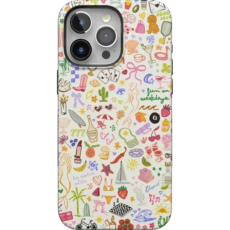 Casely iPhone 15 Pro Max Case | Fun on Weekdays | All the Fun Things | Bold Protective Design | Compatible with MagSafe