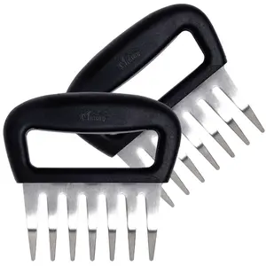 Gorilla Grip Powerful Stainless Steel Meat Shredder Claws, Shred Rotisserie Chicken, Pulled Pork, Carve Turkey Faster, Oversized 7 Claw Design Food Shredding Fork, Kitchen Smoker BBQ Grill Tool