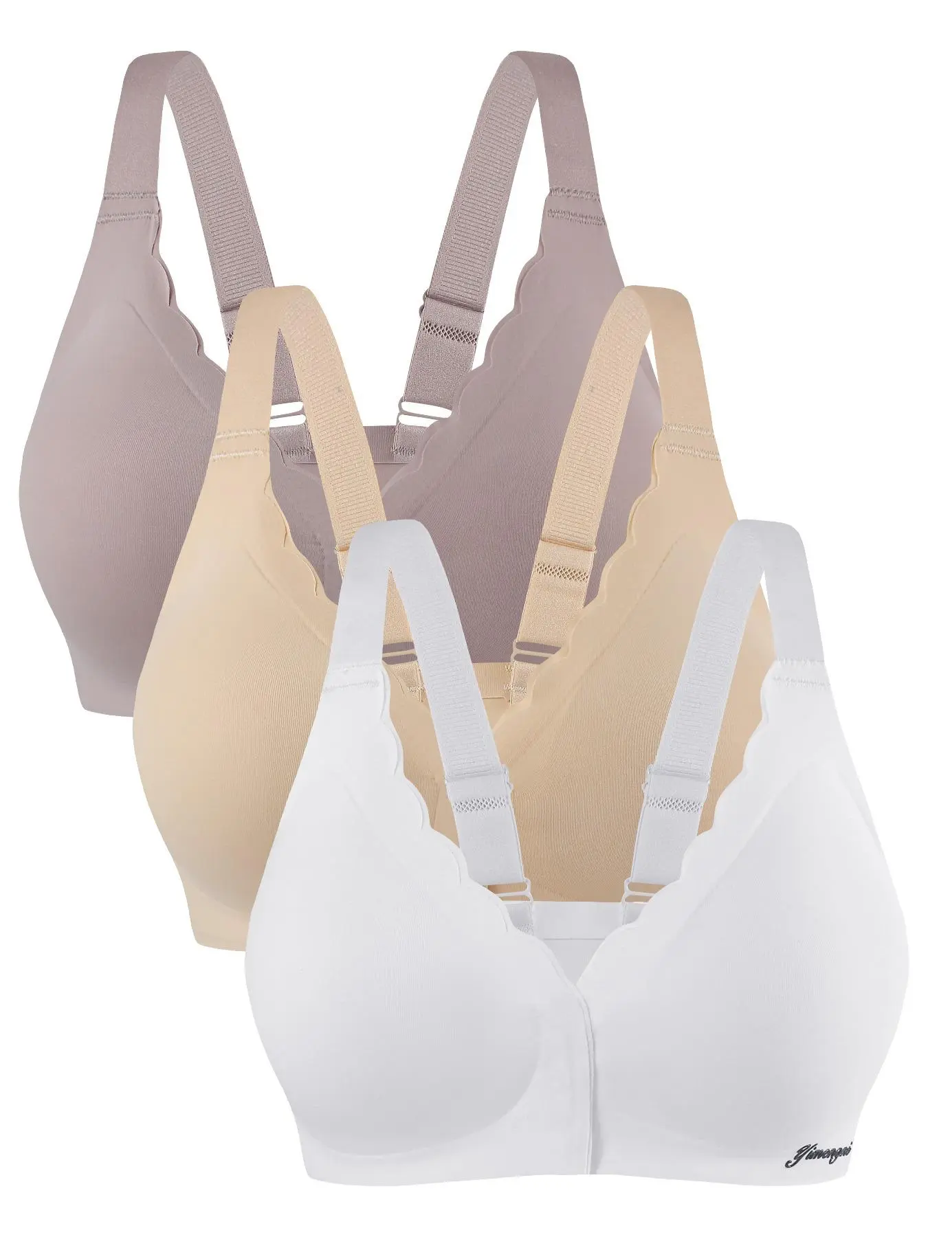 Women's Solid Wireless Push Up Bra, Comfortable Breathable Buckle Front Bra, Soft Lingerie for All Seasons, Wireless Shaping Bra, Wireless Padded Bra, Supportive Wireless Bra, Non Wired Bra, Breathable Comfy Bra