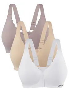 Women's Solid Wireless Push Up Bra, Comfortable Breathable Buckle Front Bra, Soft Lingerie for All Seasons, Wireless Shaping Bra, Wireless Padded Bra