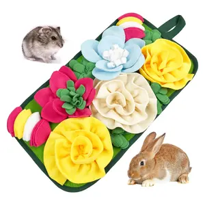 Flower Pattern Pet Sniffing Mat, Pet Training Mat, Pet Feeding Mat, Pet Snack Mat, Small Animal Supplies for Rabbit, Guinea Pig, Hamster