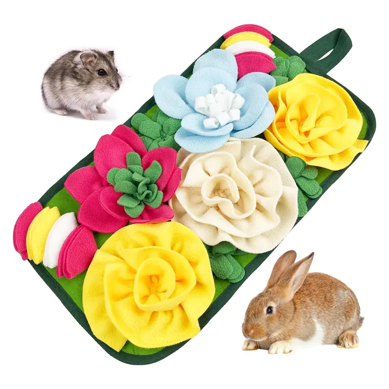 Flower Pattern Pet Sniffing Mat, Pet Training Mat, Pet Feeding Mat, Pet Snack Mat, Animal Feeding Supply, Small Animal Supplies for Rabbit, Guinea Pig, Hamster