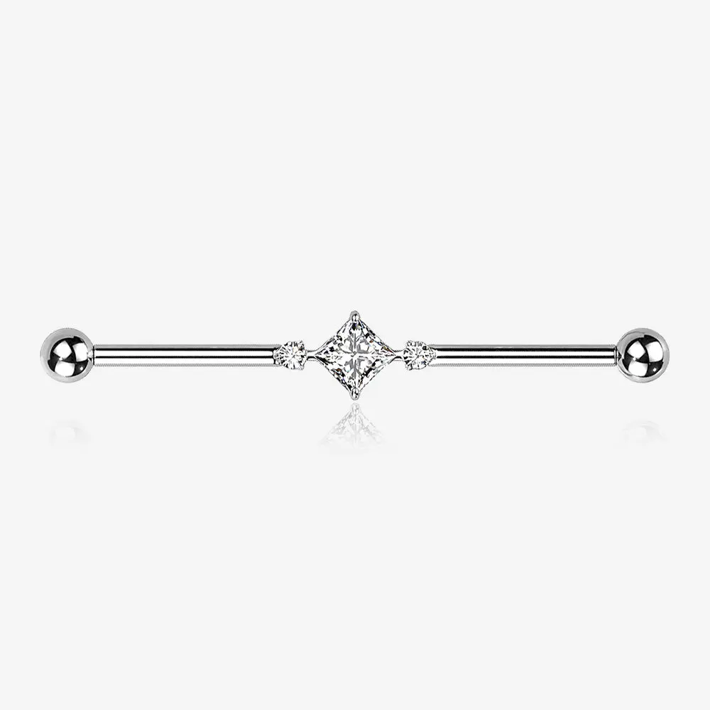 Implant Grade Titanium Diamante Sparkle Internally Threaded Industrial Barbell 14 GA 1.6mm 1-1/2" 38mm Ball Ends 4mm Diameter for Ear Piercings