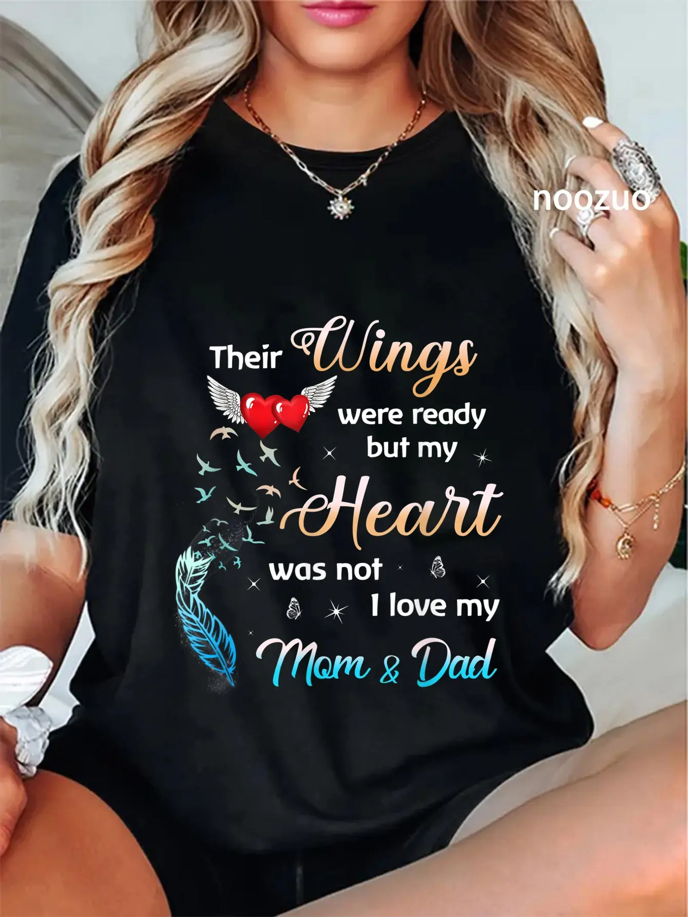 100% Cotton Unisex Wings were ready but my heart was not I love my mom & dad T-Shirt