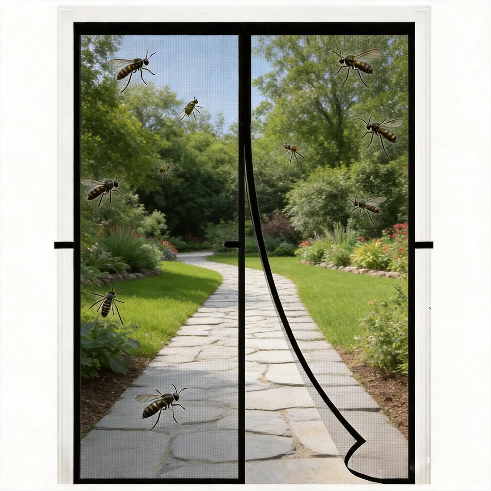 Summer Keep Bugs Out Magnetic Door Screen,Anti-Mosquito Auto Close Screen Door Mesh Magnets,Patio Doorway Net Screens,Self-Closing Doors Cover,Pets&Kids Friendly