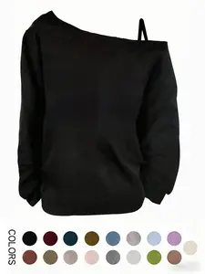 Women's Plus Size Casual Asymmetrical Neck Long Sleeve Sweatshirt, Fall Winter Fashion, Spring Autumn Clothing, Tops