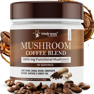 Mushroom Coffee, 90 Servings Organic Mushrooms Instant Coffea, Great Tasting Colombian Keto Coffee, 7 Superfood Mushrooms Lions Mane, Chaga, Reishi, Cordyceps, Maitake, Shiitake, and Turkey Tail
