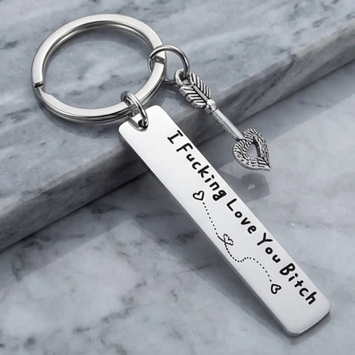 Best Friend Keychain for Women, Stainless Steel Engraved Keychain "I Fcking Love You Btch", Friendship Gift for Bestie, Female Friends, BFF Birthday Christmas Gift