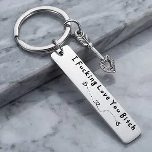 Best Friend Keychain for Women, Stainless Steel Engraved Keychain "I Fcking Love You Btch", Friendship Gift for Bestie, Female Friends, BFF Birthday Christmas Gift