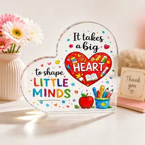 Teacher Appreciation Gift – Heart-Shaped Acrylic Paperweight, "It Takes a Big Heart to Shape Little Minds" Meaningful Keepsake for Teacher Birthday & Teachers' Day