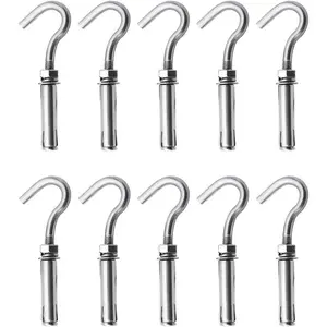 Concrete Wall Hook, Lsqurel 304 Stainless Steel Concrete Anchors Heavy Duty Open Expansion Bolts for Concrete Wall (M6-10Pack)