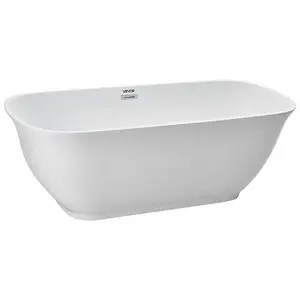 VEVOR Acrylic Freestanding Bathtub, 67 Inch Contemporary Soaking White Tub with Polished Chrome Overflow and Drain, Elegant Oval Shape Stand Alone Soaker Tub for Modern Bathroom or Remodel Projects