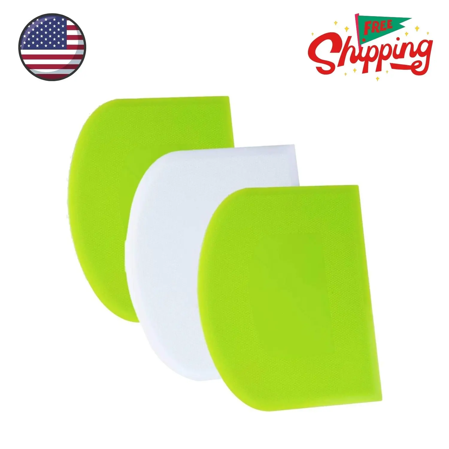Dough Scraper Bench Scraper - 3P 4.7x3.7" Plastic Flexible Bowl Scraper