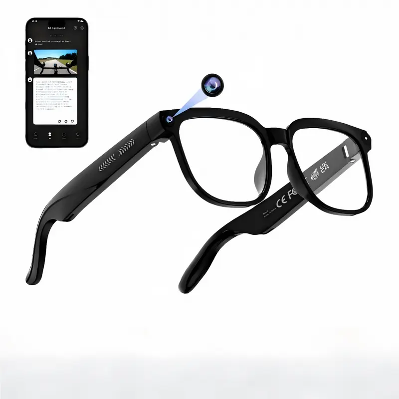 AI Smart Glasses, 8MP HD Video Recording Hands-Free hotography, 160+ Language Real-Time Translation, Bluetooth Wireless, PUV Protection, Lightweight Ergonomics, Hiking/Outdoor Use for Adventurers, Phone Call Capability, Wearable, Recording Glasses