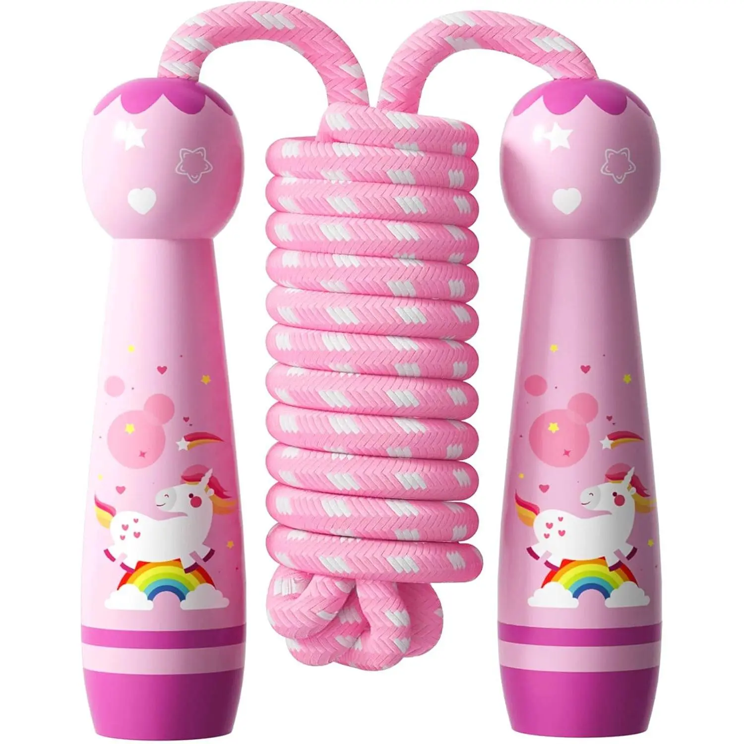 Jump Rope for -Adjustable Cotton Braided Skipping Rope with Wooden ...