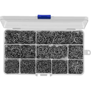 HETH 2000 count Fishing Worm Hooks High Carbon Steel Wide Gap Offset Fishing Hook Set for Saltwater and Freshwater with 10 Sizes