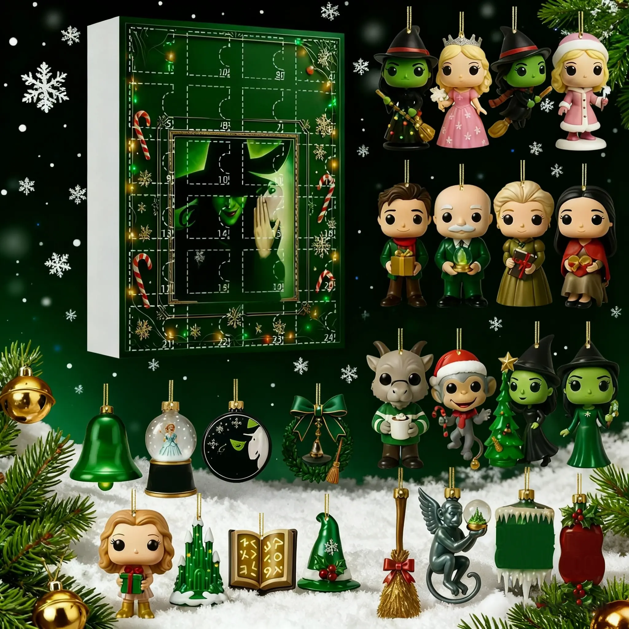 Magic Bad Witch Christmas Countdown Calendar Decoration Ornament, Festive Holiday Decor, Perfect Gift for Xmas Fans