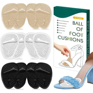 Metatarsal Pads Ball of Foot Cushions (6 Pairs), Non-Slip High Heel Cushion Inserts Women, One Size Fits All Shoe Inserts for Women and Men, Reusable Foot Pads All Day Pain Relief and Comfort