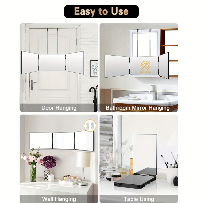 3 Way Mirror for Self Hair Cutting 360 Trifold Barber Mirrors 3 Sided Makeup Mirror to See Back of Head Used for Hair Coloring Braiding Gifts for Men and Women LED Light, Rechargeable, Perfect Valentine's Day Gift