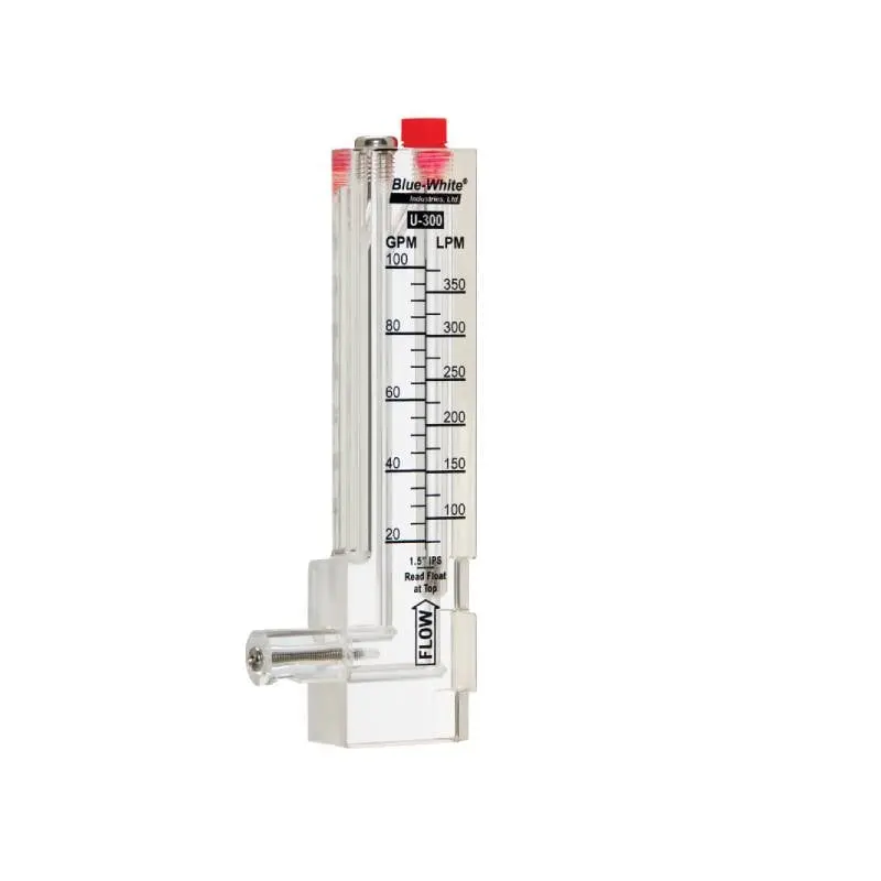 BWD30200P Blue-White Plumbing Flowmeter - 2 in., F300, 40-150 GPM, 150-550 LPM, Schedule 40 Pipe, Vertical Downflow, Filtration System Component, SAP/Pool & Aquatic Chemical Feeders Compatible, Safe & Sanitary, Vertical/Horizontal Mount, 21 x 3 x 15 in.,