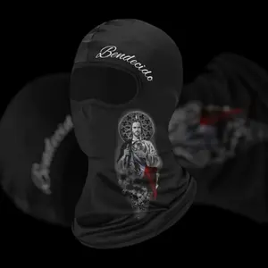 Bendecido Balaclava - Black Full Face Mask with SAINT JUDE MEX Design for Outdoor Activities
