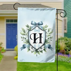 Bow Hydrangea Monogram Garden Flag, Personalized Spring Welcome Yard Banner with Custom Name
