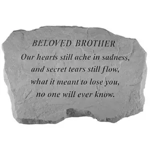 212 MAIN Weatherproof Outdoor Garden Stone Decor - Beloved Brother Memorial Plaque with "Our Hearts Still Ache In Sadness" Inscription, 16in x 10.5in x 1.5in, Wall-Mount Compatible Home Accent